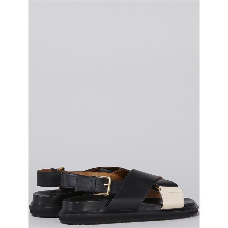 MARNI Fusbett Sandaler, Black/Silkwhite